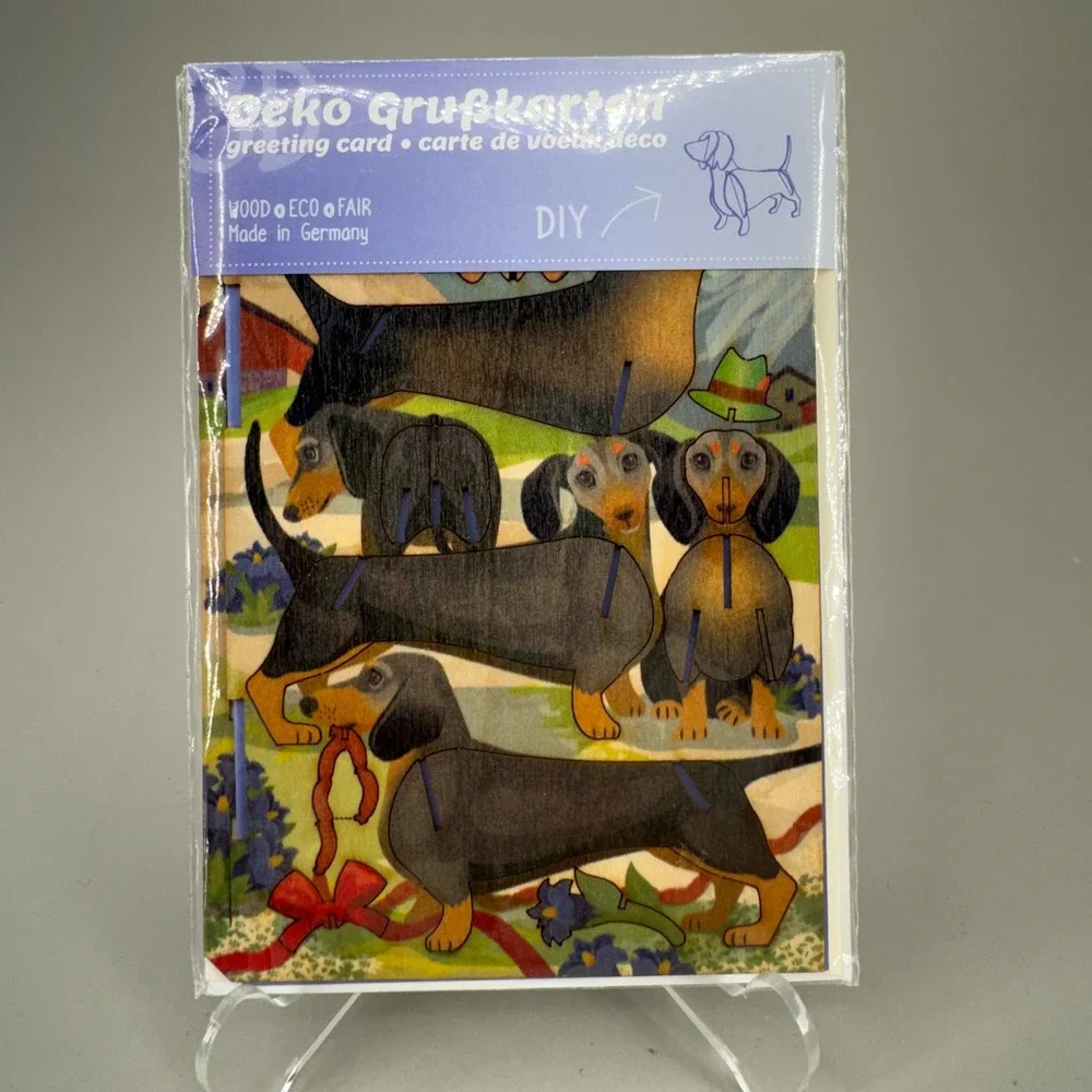 Formes Berlin Dachshund 3D Wood Greeting Card DIY Puzzle Brown Wiener Dog Gift
